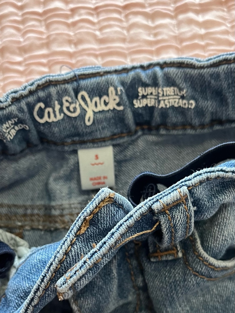 Bundle lot 3 Girls size 5 Blue Denim Jeans boot skinny straight cat butterfly - Picture 3 of 10